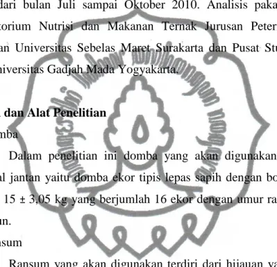 Tabel 1. Kebutuhan nutrien ternak domba BB 15 kg (% BK) 