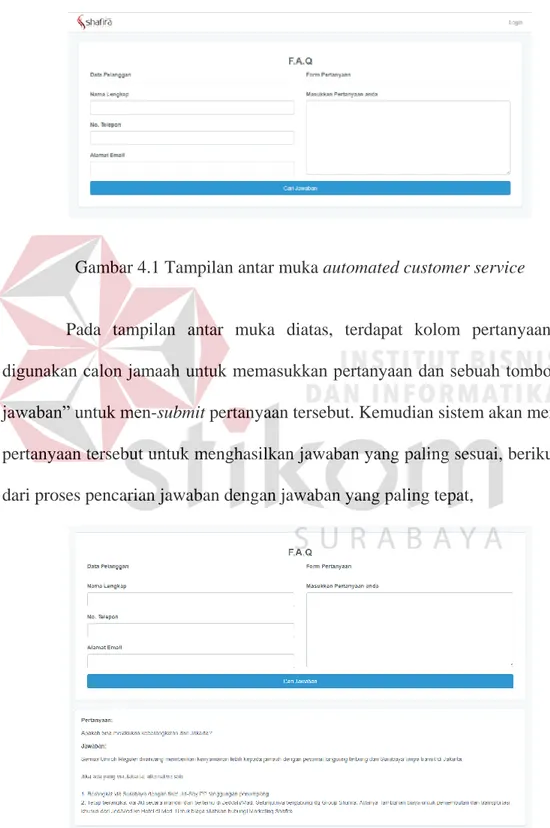 Gambar 4.1 Tampilan antar muka automated customer service 