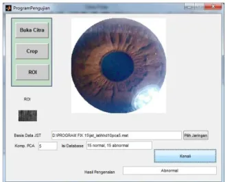 Gambar 4.1 tampilan GUI program  3.3   Hasil Pengujian 