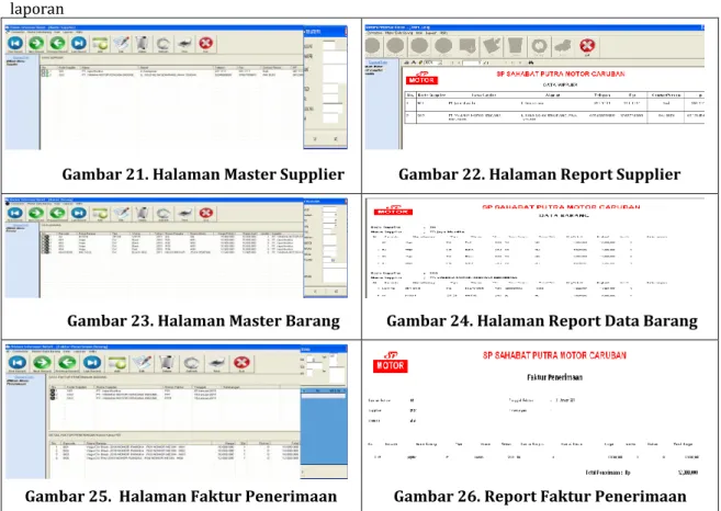 Gambar 21. Halaman Master Supplier  Gambar 22. Halaman Report Supplier 