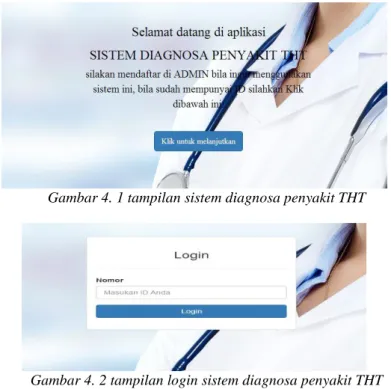 Gambar 4. 2 tampilan login sistem diagnosa penyakit THT 