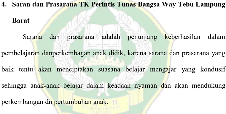 Tabel 4 Keadaan Peserta Didik TK Perintis Tunas Bangsa Way Tebu 