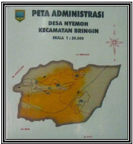 Gambar 3. Peta Administrasi Desa Nyemoh (Dokumentasi : Raditya Wahyu I, 27 November 2012) 