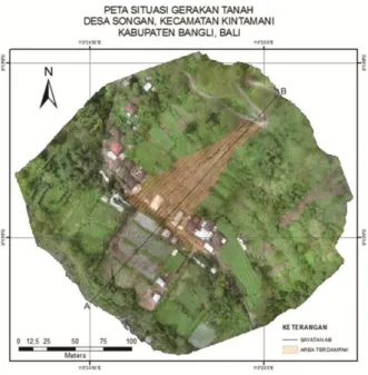 Gambar 1. Peta Situasi Gerakan Tanah Desa Songan (Badan Geologi, 2017) 