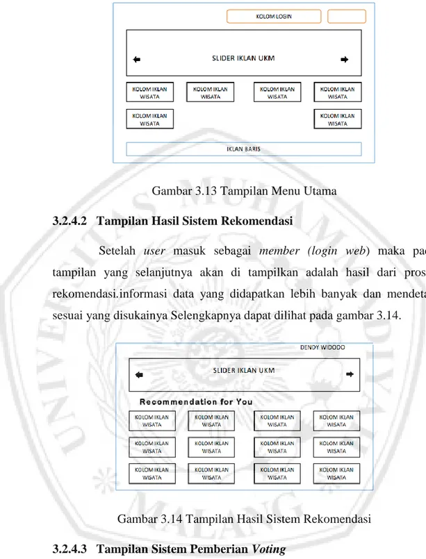 Gambar 3.14 Tampilan Hasil Sistem Rekomendasi  3.2.4.3   Tampilan Sistem Pemberian Voting 
