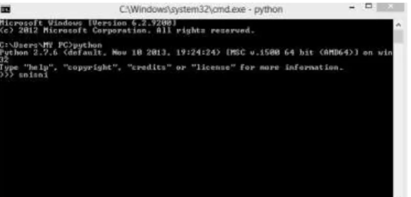 Gambar 3.1 Python telah terinstalasi  2.  Setting system path di Windows agar mengenali Python:  