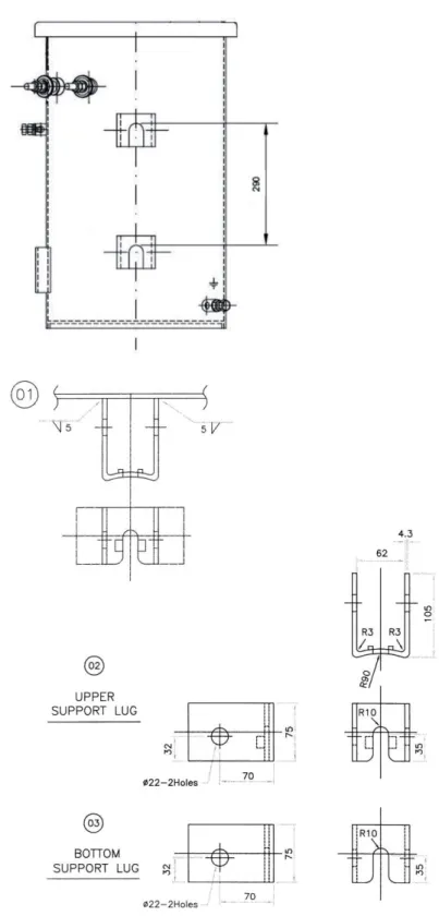 Gambar 3.  Konstruksi penggantung transformator fase tunggal bentuk tangki silindris 