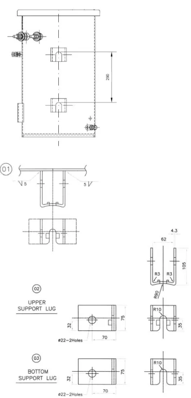 Gambar 3.  Konstruksi penggantung transformator fase tunggal bentuk tangki silindris 