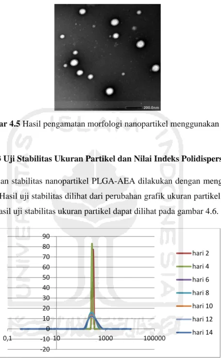 Gambar 4.5 Hasil pengamatan morfologi nanopartikel menggunakan TEM 