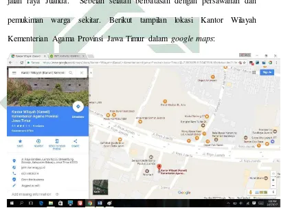 Gambar 3.1 Peta google maps Kantor Wilayah Kementerian Agama 
