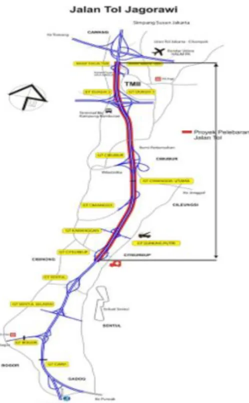 Gambar III.2. Peta Lokasi Penelitian  III.2.3   Data Teknis Tol Jagorawi   a.  Panjang Tol = 59 km 
