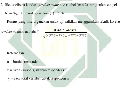 tabel.2 Suatu instrumen penelitian dikatakan valid, bila:  