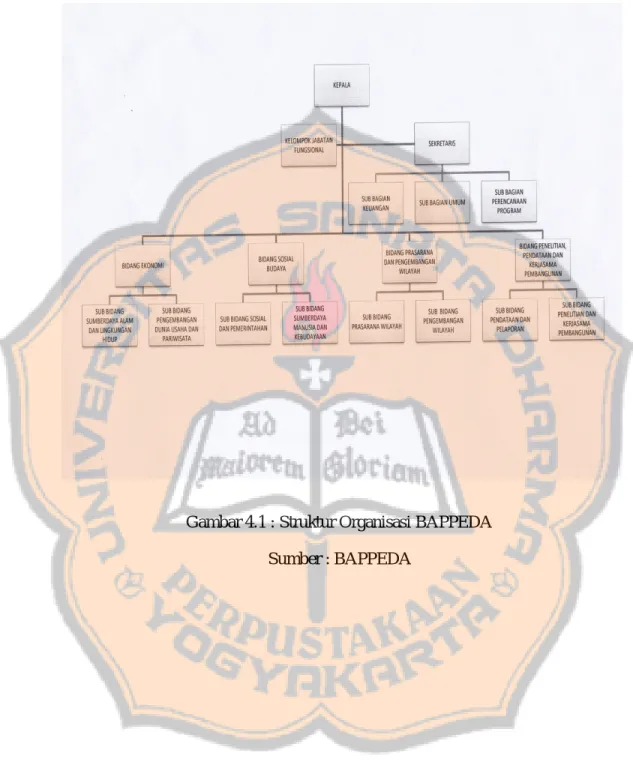 Gambar 4.1 : Struktur Organisasi BAPPEDA  Sumber : BAPPEDA 