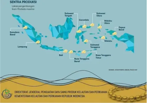 Gambar 2 : Persebaran Pinctada maxima di Indonesia  Sumber: https://4.bp.blogspot.com 