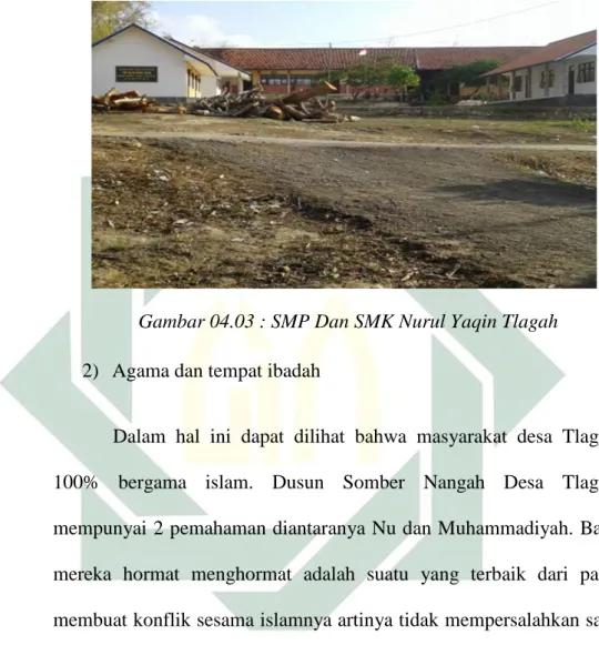 Gambar 04.03 : SMP Dan SMK Nurul Yaqin Tlagah  2)  Agama dan tempat ibadah 