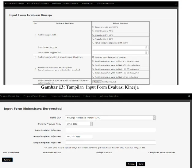 Gambar 14: Tampilan  Input Form Mahasiswa Berprestasi 