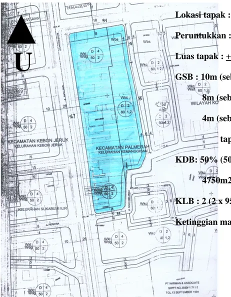 Gambar 3. Tapak Asrama Mahasiswa Bina Nusantara   Sumber : Tata Kota daerah Khusus Ibukota Jakarta 