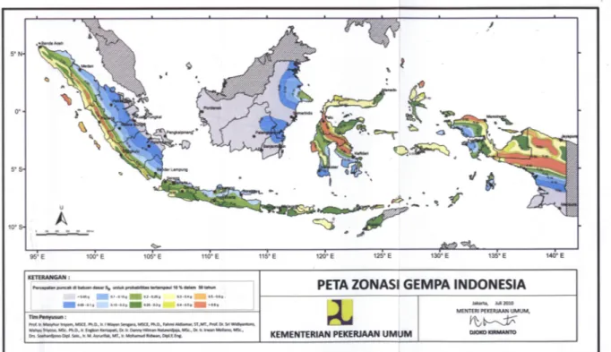 Gambar 1.1. Wilayah gempa Indonesia dengan periode ulang 500 tahun 
