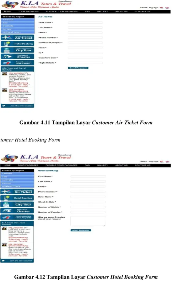 Gambar 4.12 Tampilan Layar Customer Hotel Booking Form 