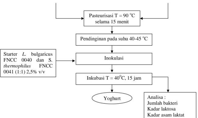 Gambar 1. Diagram alir proses pembuatan yoghurt 