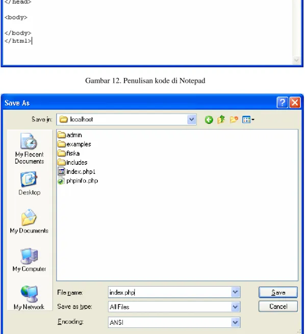 Gambar 12. Penulisan kode di Notepad 