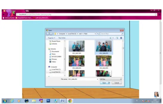 Gambar 4.5. adalah tampilan aplikasi saat memilih foto dalam brouser atau  file gambar yang berada dalam komputer yang akan di upload.