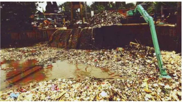 Gambar 6.Akumulasi sampah di Pintu Air Manggarai | Figure 6.Trash accumulation at the Manggarai Water Gate