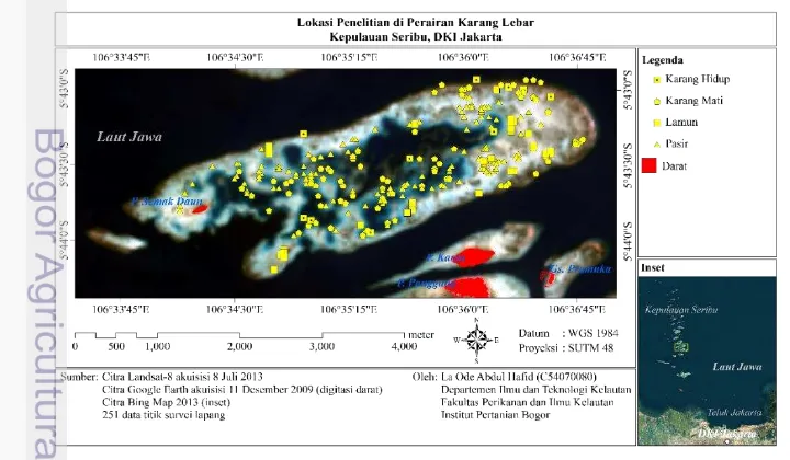 Gambar 1. Peta lokasi penelitian di Perairan Karang Lebar, Kepulauan Seribu 