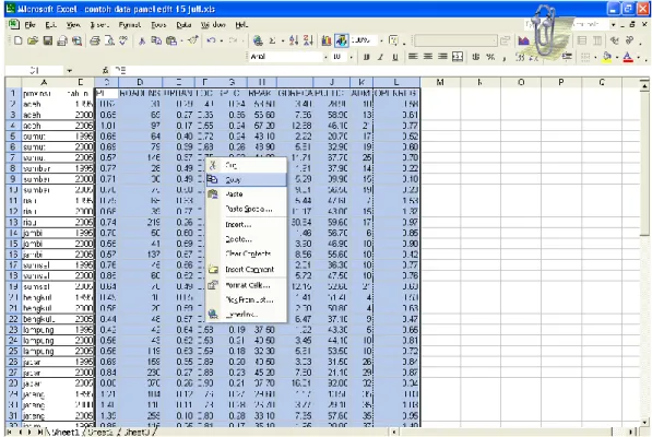 Gambar 2.5 Meng-copy Data dari Microsoft Excel 