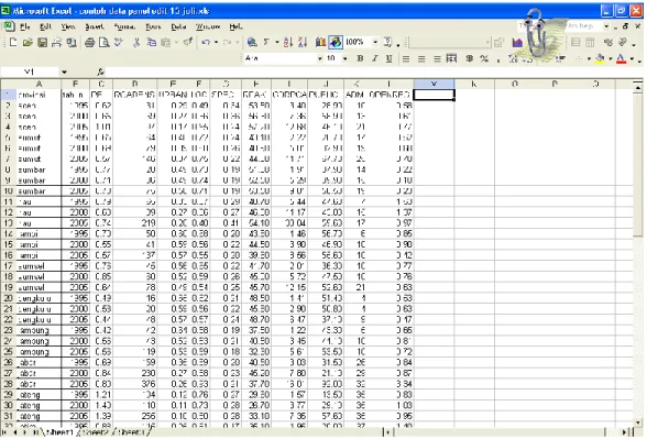 Gambar 3.1. Data Panel dalam Format Microsoft Excel  3.2. Entry Data 