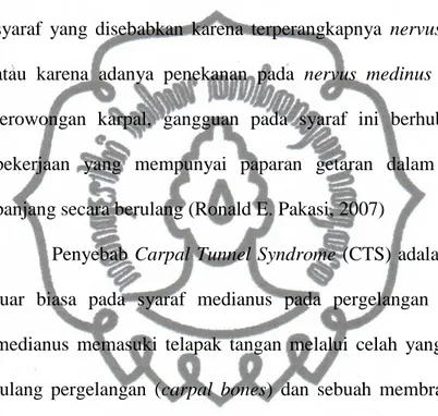 Gambar 1. Carpal Tunnel Syndrome (CTS)  Sumber : Ronald E. Pakasi, 2007 