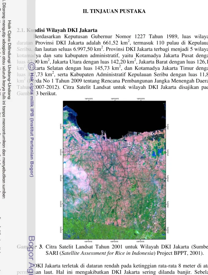 Gambar  3.  Citra  Satelit  Landsat  Tahun  2001  untuk  Wilayah  DKI  Jakarta  (Sumber: 