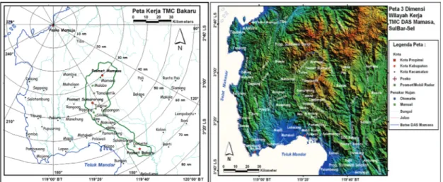 Gambar 1. Peta Wilayah Kerja TMC di DAS Mamasa dan penampakan 3D