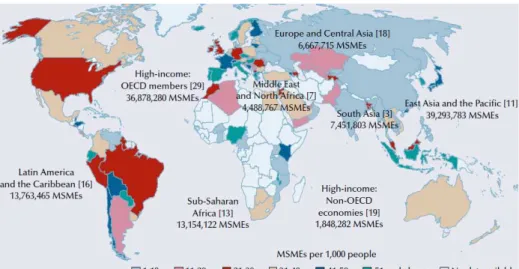 Gambar 1. 1 Kepadatan UMKM Lintas Dunia  Sumber: World Bank – IFC (2010) 