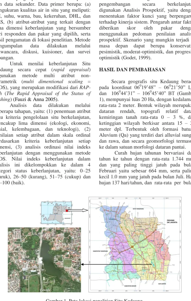 Gambar 1. Peta lokasi penelitian Situ Kedaung 