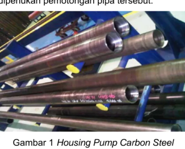 Gambar 1 Housing Pump Carbon Steel  Pemotongan dilakukan menggunakan  mesin gergaji yang penggunaannya dirancang 