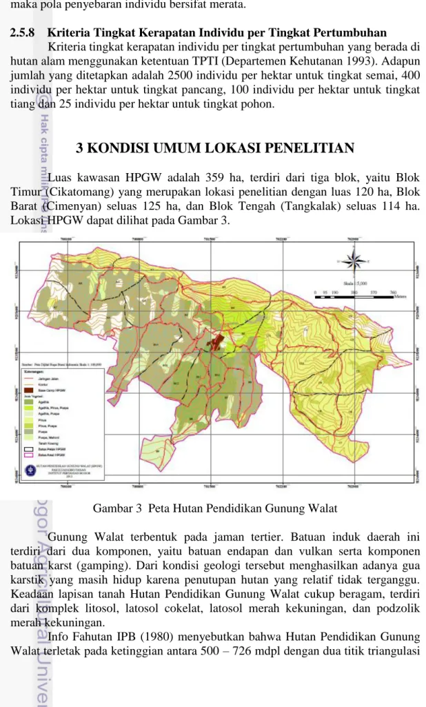 Gambar 3  Peta Hutan Pendidikan Gunung Walat 