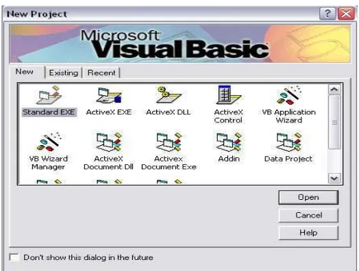 Gambar 2.8. Tampilan awal Visual Basic 6.0 