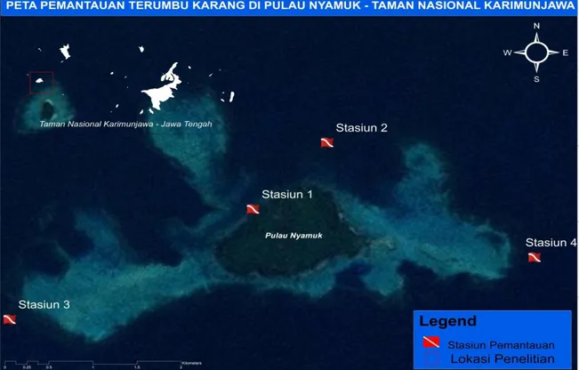 Gambar 1. Lokasi Pendataan pulau Nyamuk, Karimunjawa Terumbu karang 
