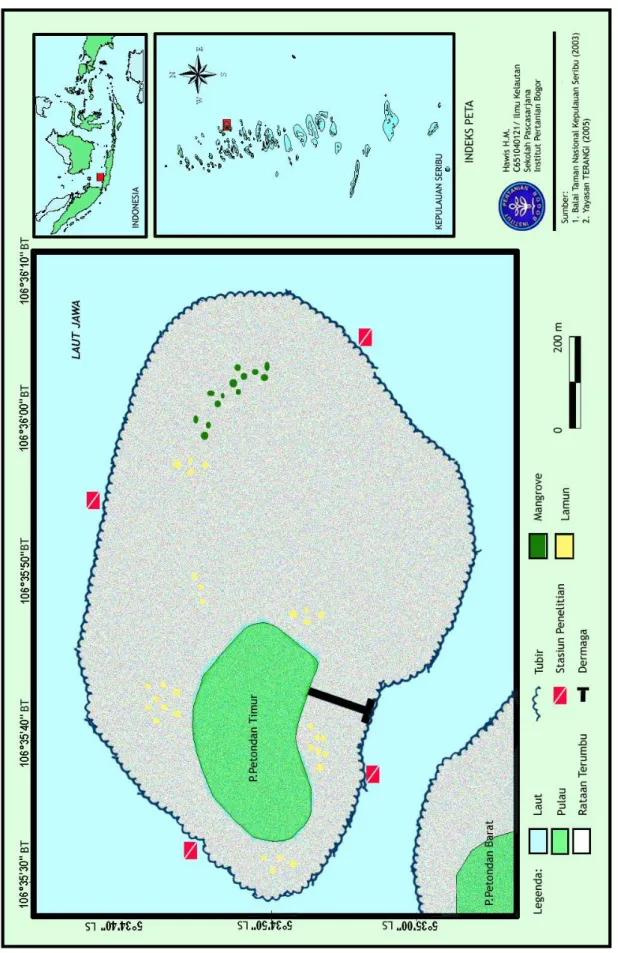 Gambar 8.Peta lokasi penelitian: Pulau Petondan Timur, Kepulauan Seribu, DKI Jakarta  