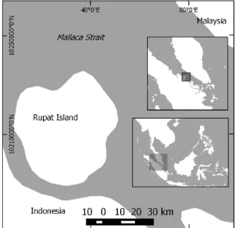 Gambar 1.  Pulau Rupat sebagai lokasi penelitian Bahan dan Metode 
