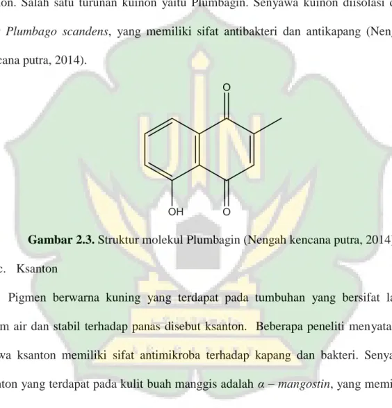 Gambar 2.3. Struktur molekul Plumbagin (Nengah kencana putra, 2014). 