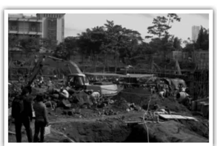 Foto 1. Lokasi temuan Candi Kimpulan di kompleks pembangunan gedung  perpustakaan pusat UII(doc