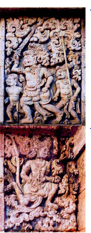 Gambar  relief  di  samping  menunjukkan  sosok  manusia kera yang berdiri tegak.