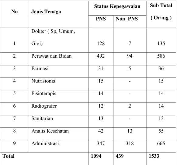 Tabel 5 : Jumlah Pegawai RSUD Dr. H. Abdul Moeloek