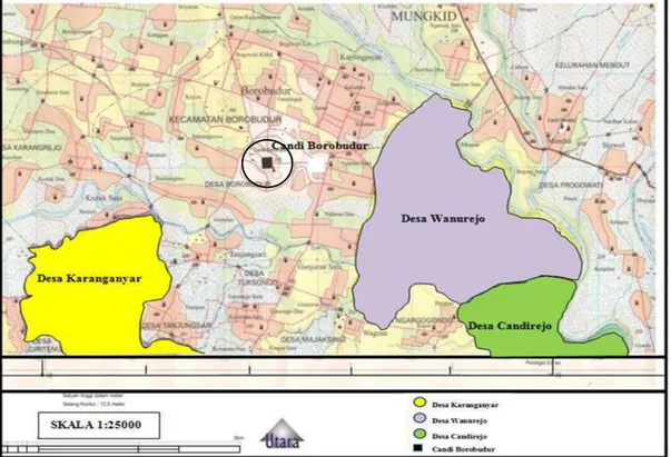 Gambar 1.1. Peta Desa Penelitian Terhadap Candi Borobudur        