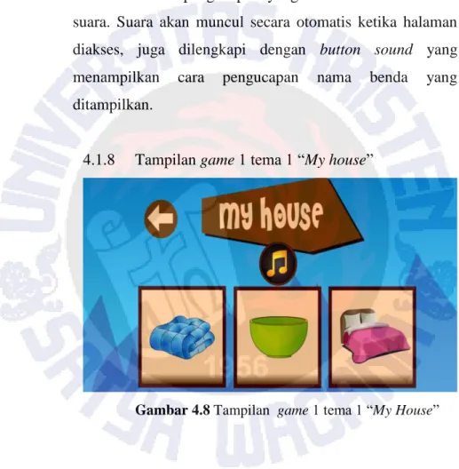 Gambar 4.8 Tampilan  game 1 tema 1 “My House” 