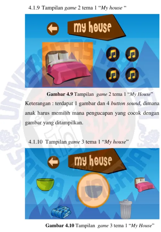 Gambar 4.9 Tampilan  game 2 tema 1 “My House” 