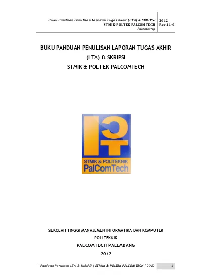 BUKU PANDUAN PENULISAN LAPORAN TUGAS AKHIR (LTA) & SKRIPSI STMIK ...