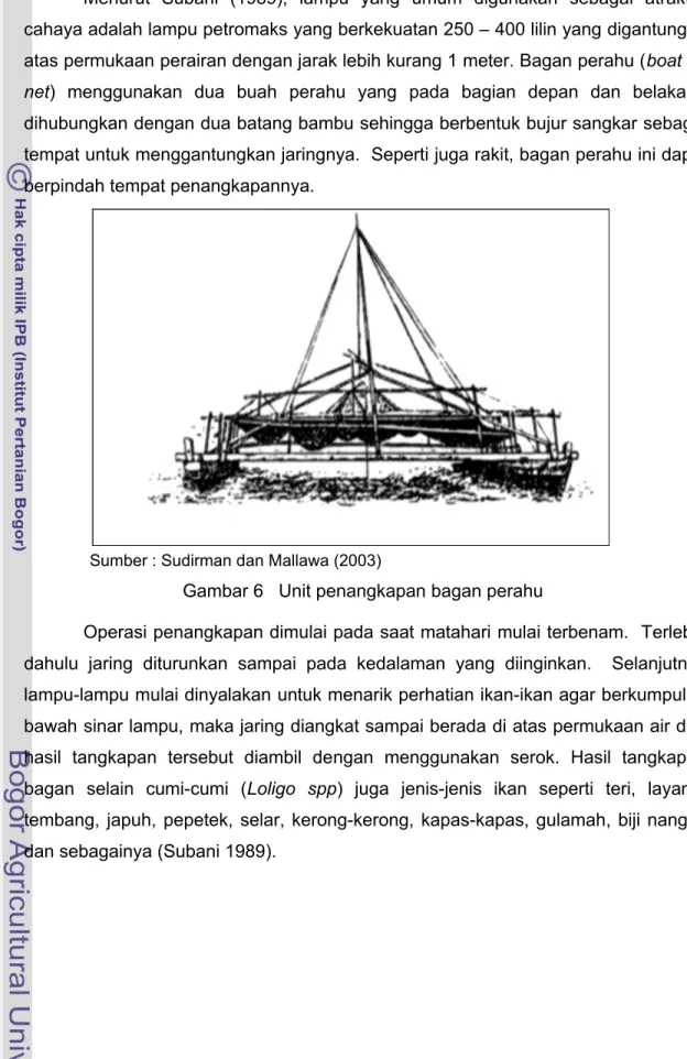 Gambar 6   Unit penangkapan bagan perahu 